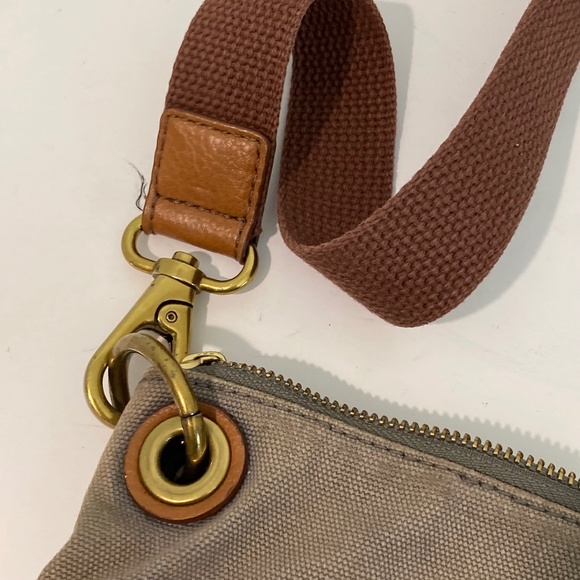 Fossil Coated Canvas Striped Crossbody Bag Blue Tan Coral - Picture 7 of 13